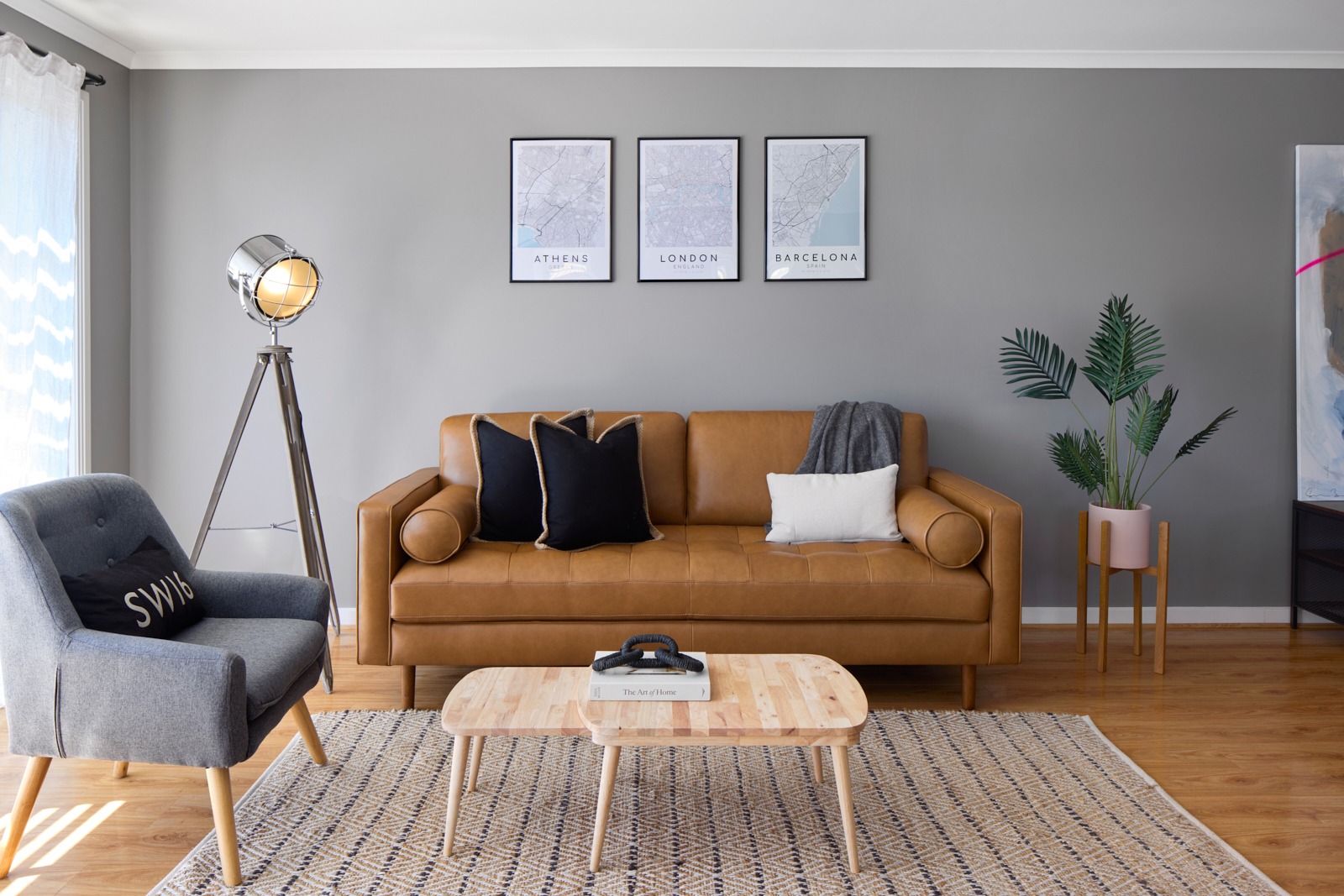 Styled Airbnb living space in a managed short term rental