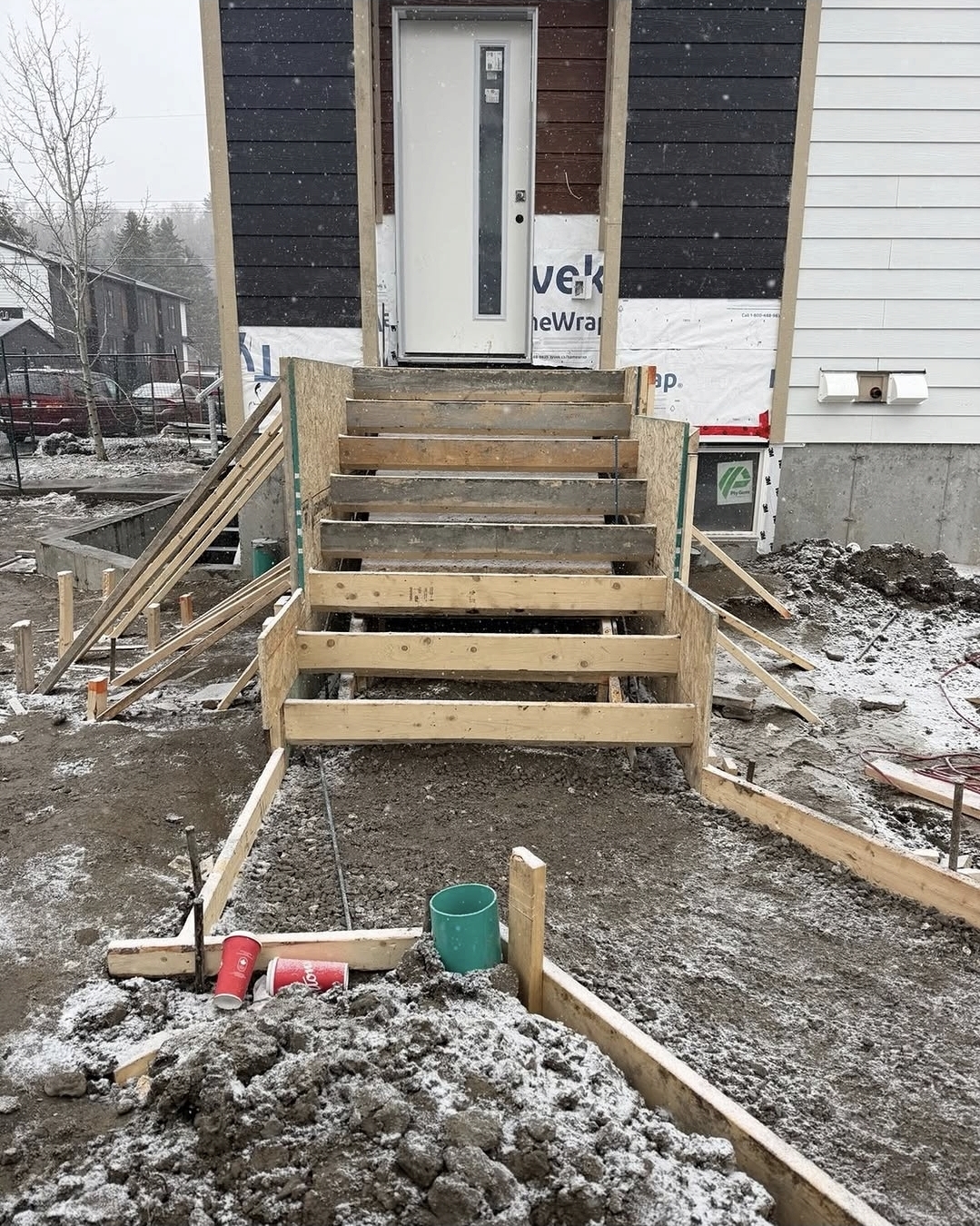 Concrete stair formwork in progress