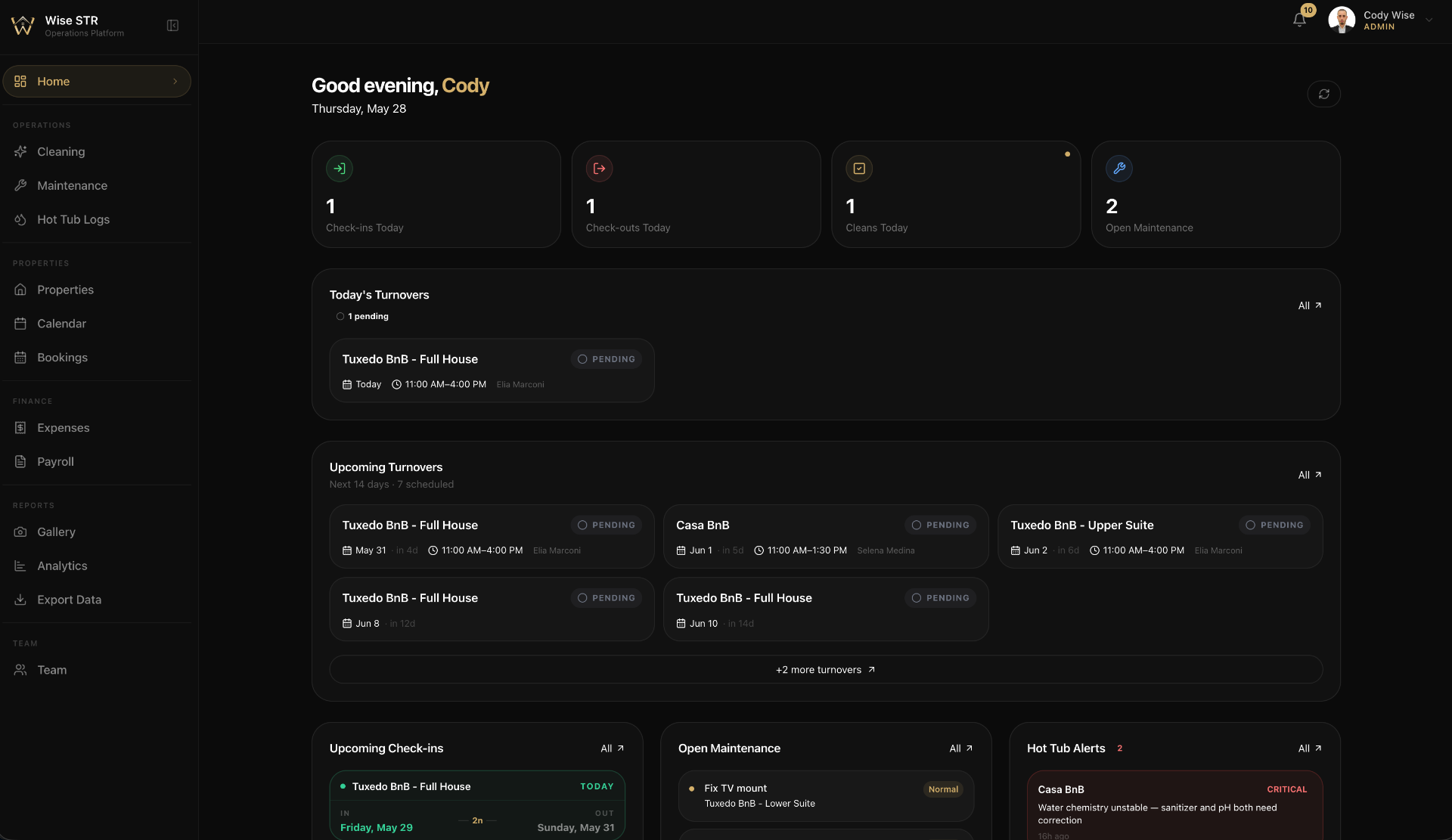 Wise STR Admin Dashboard