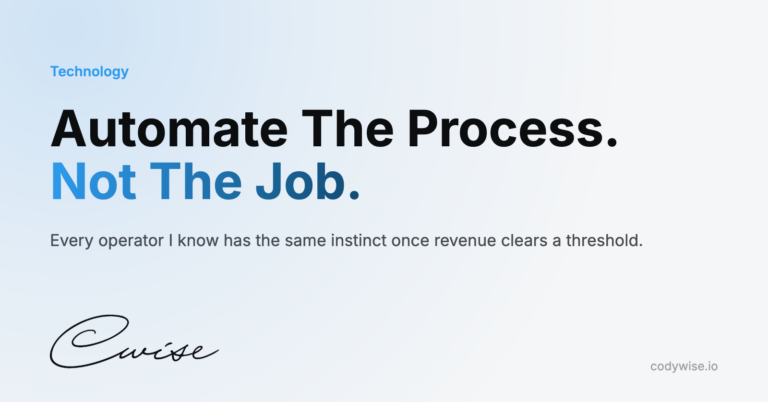 Card reading Automate The Process. Not The Job. Every operator I know has the same instinct once revenue clears a threshold.