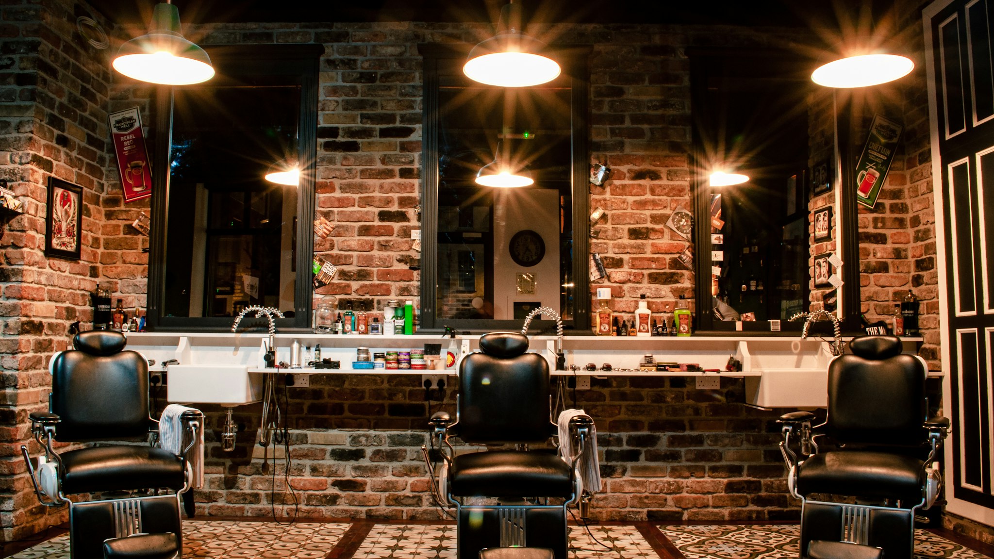 Empty barber chair in morning light inside a barbershop