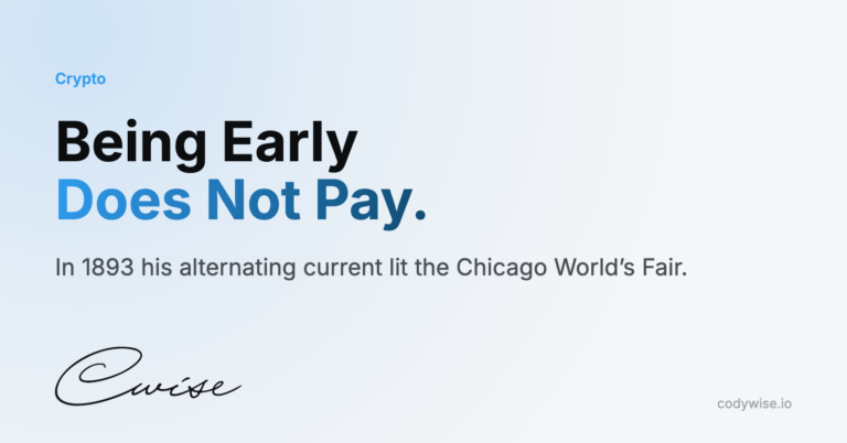 Card reading Being Early Does Not Pay. In 1893 his alternating current lit the Chicago World’s Fair.