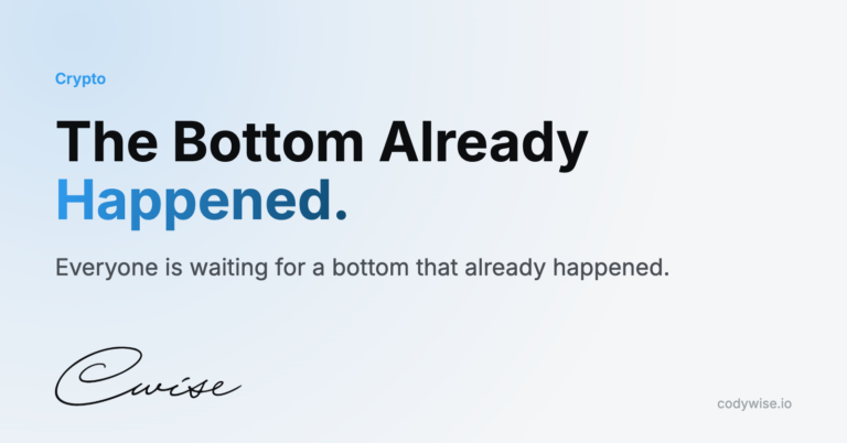 Card reading The Bottom Already Happened. Everyone is waiting for a bottom that already happened.