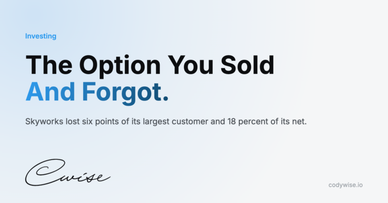 Card reading The Option You Sold And Forgot. Skyworks lost six points of its largest customer and 18 percent of its net.