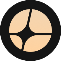 Aster ASTER token logo, a peach four pointed star shape on a black disc