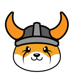 FLOKI token logo, a cartoon Shiba Inu wearing a Viking helmet