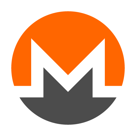 Monero XMR logo, an orange and grey disc with an M