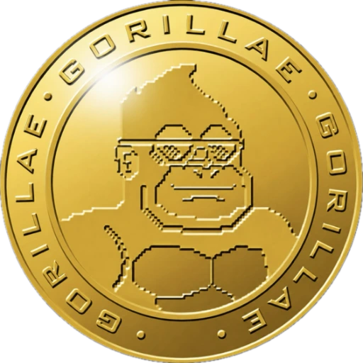 The Gorillae Gang collection mark, a gold coin engraved with the collection gorilla and the word GORILLAE around the rim