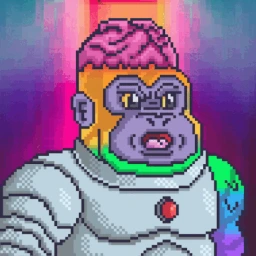 Gorillae Gang collection avatar, a green gorilla on a purple starfield