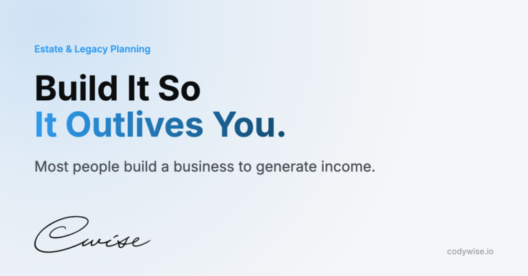 Card reading Build It So It Outlives You. Most people build a business to generate income.