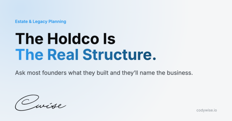 Card reading The Holdco Is The Real Structure. Ask most founders what they built and they’ll name the business.