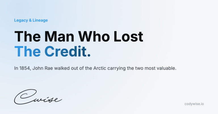 Card reading The Man Who Lost The Credit. In 1854, John Rae walked out of the Arctic carrying the two most valuable.