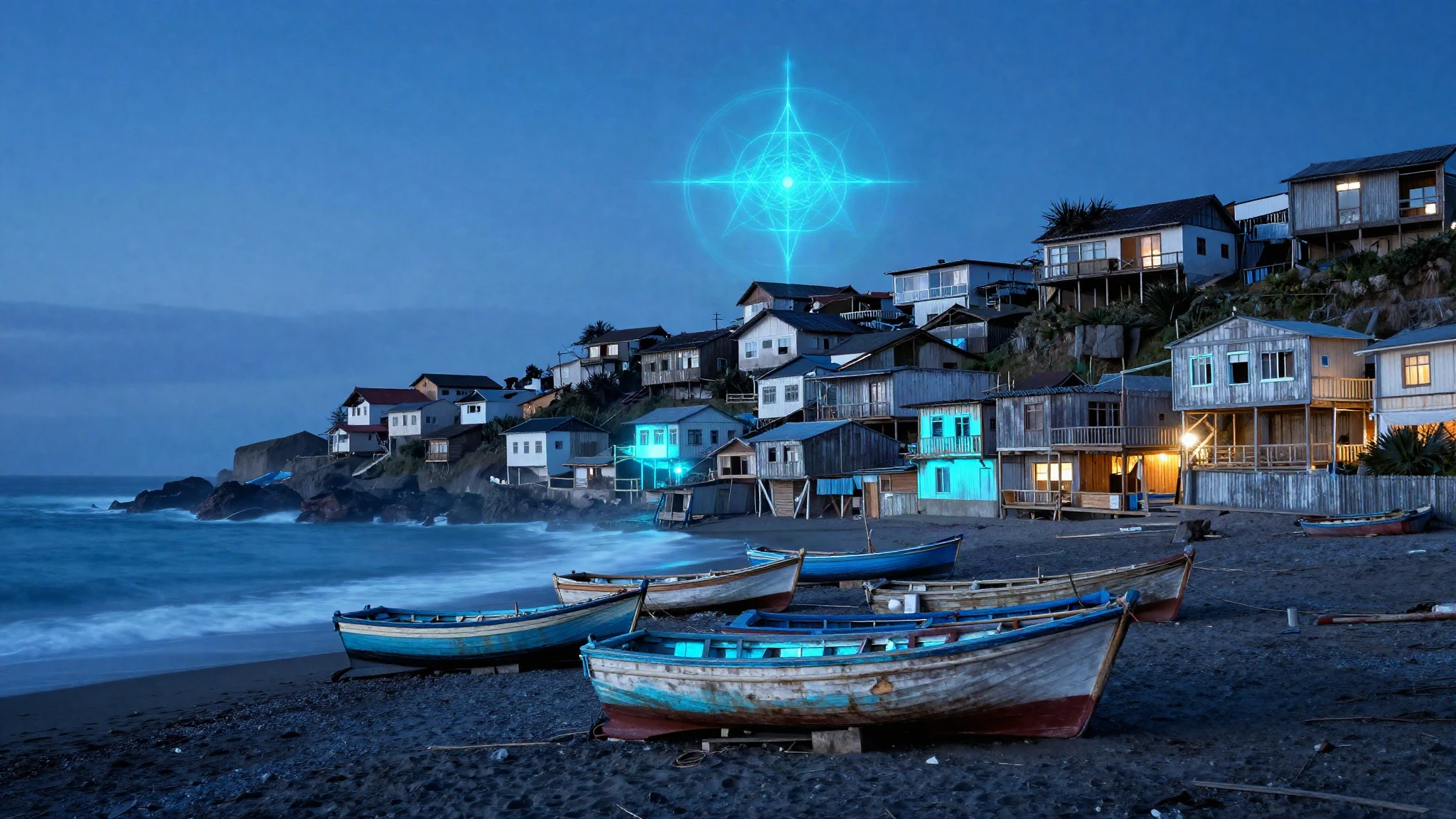 A Chilean coastal fishing town on a hillside above the Pacific