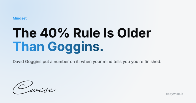 Card reading The 40% Rule Is Older Than Goggins. David Goggins put a number on it: when your mind tells you you’re finished.