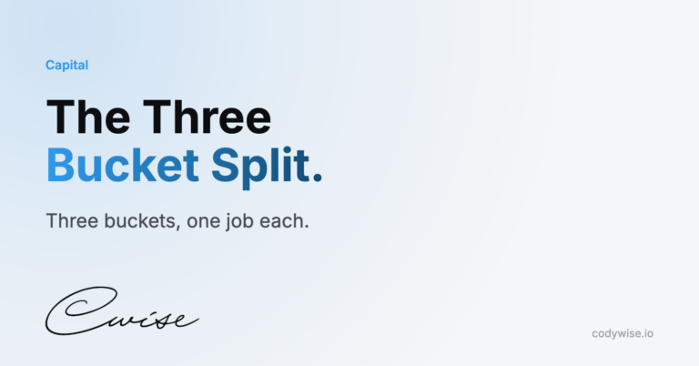Card reading The Three Bucket Split. Three buckets, one job each.