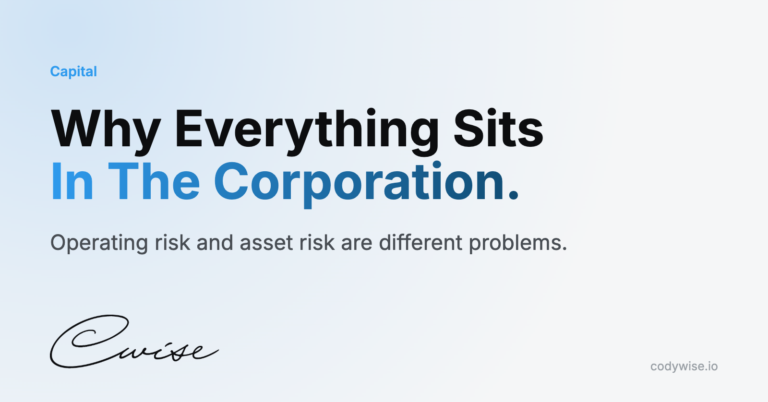 Card reading Why Everything Sits In The Corporation. Operating risk and asset risk are different problems.
