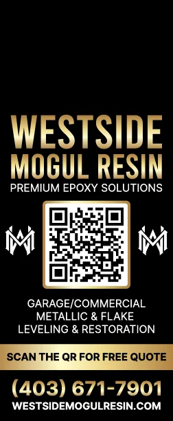 Westside Mogul Resin door hanger with QR code for a free epoxy quote