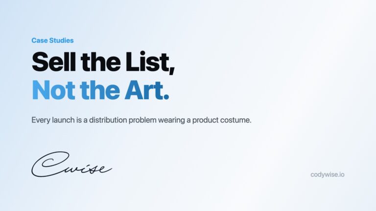 Case Studies title card reading Sell the List, Not the Art.